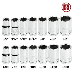 14 Piece 1/4 in. Dr. SAE & Metric 6 Pt. Socket Set