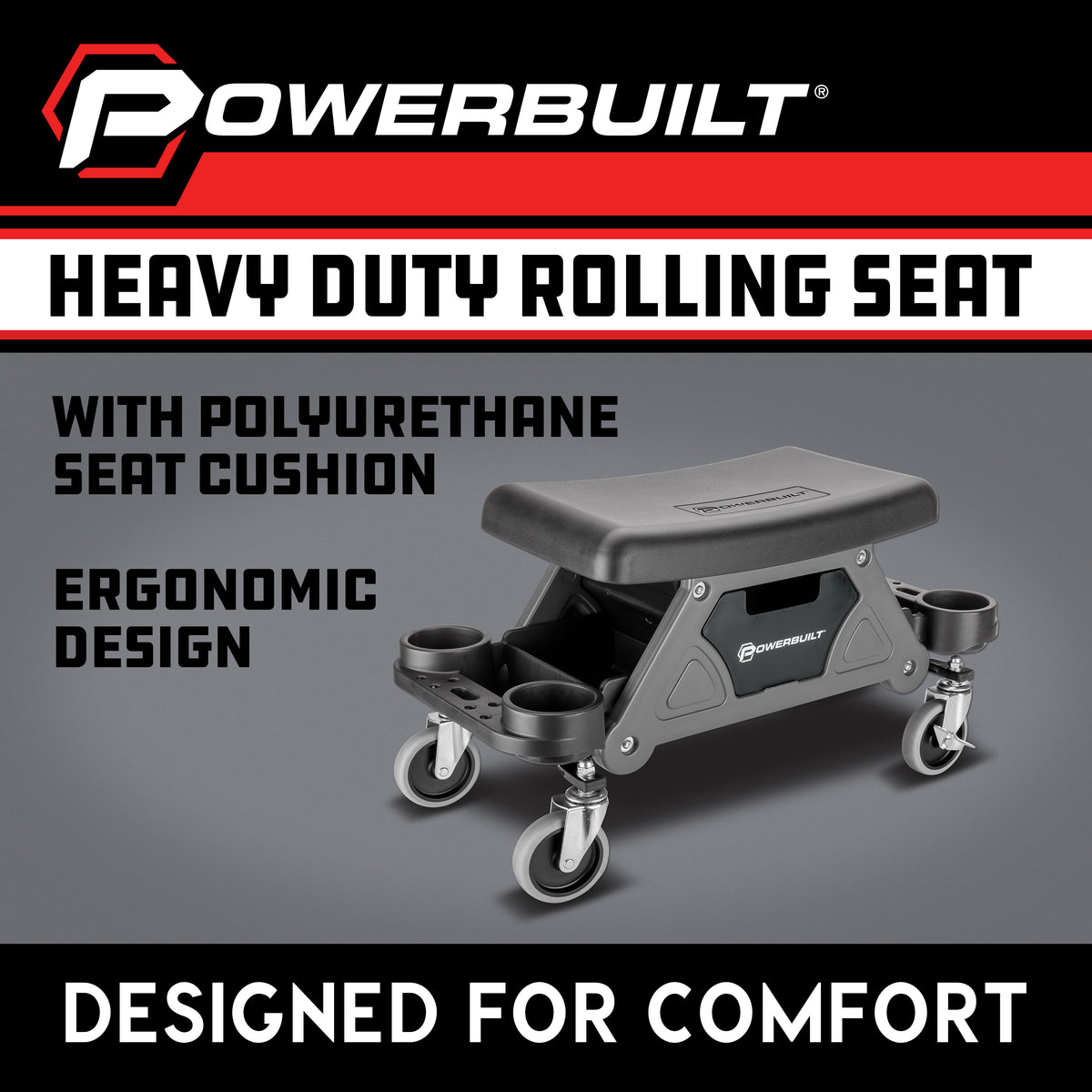 Heavy Duty Rolling Seat With Cushion Seat