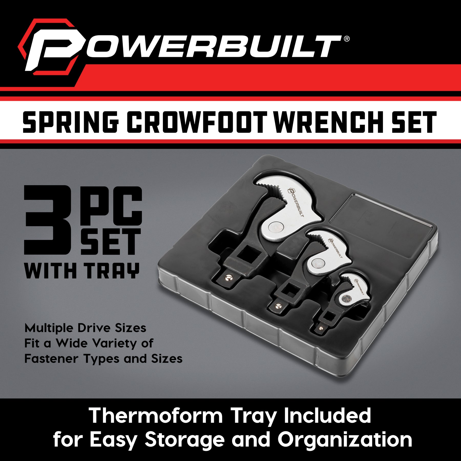 3 Piece Spring Crowfoot Wrench Set