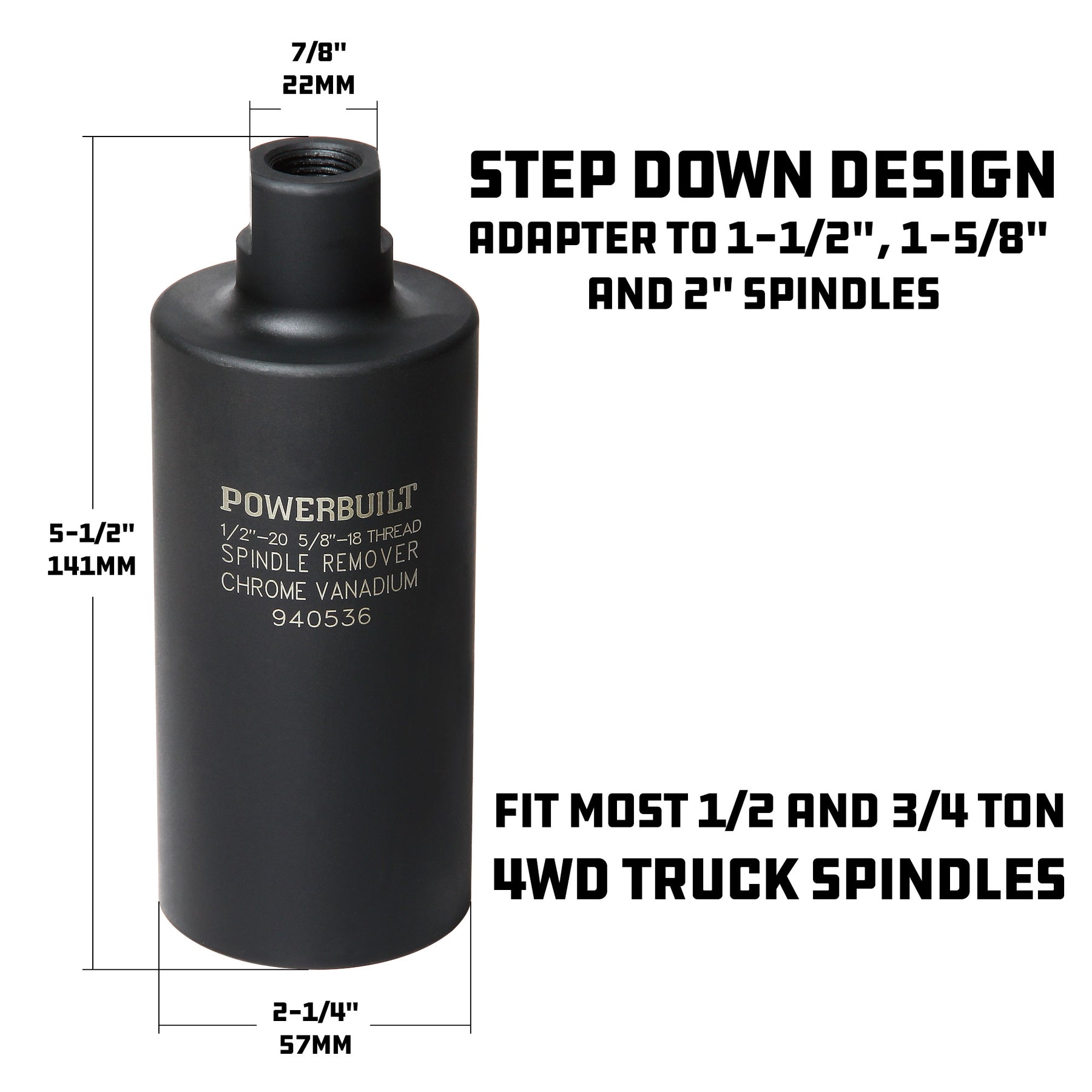 Spindle Removal Socket for Slide Hammer, 1/2"- 20, 5/8"-18