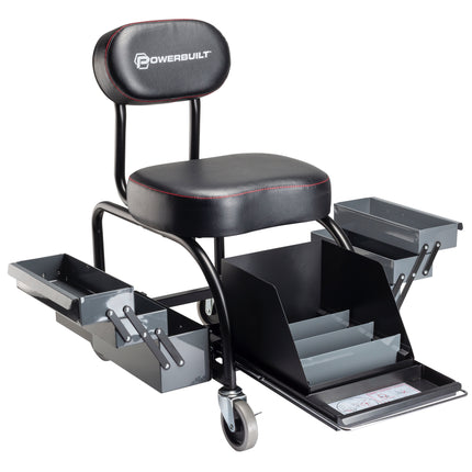 Professional Shop Seat With Expandable Side Trays