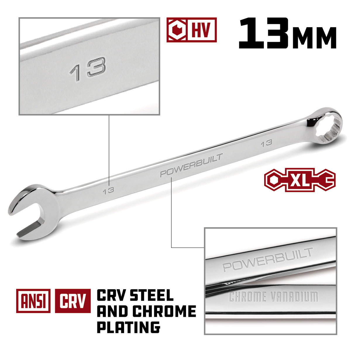 13 MM Fully Polished Long Pattern Metric Combination Wrench