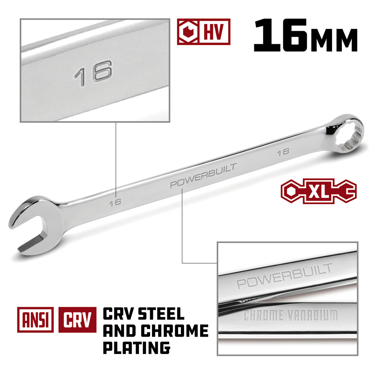 16 MM Fully Polished Long Pattern Metric Combination Wrench