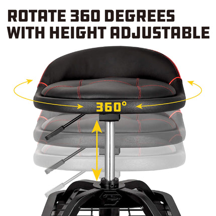 330-LBS Padded Rolling Shop Seat with Lumbar Support