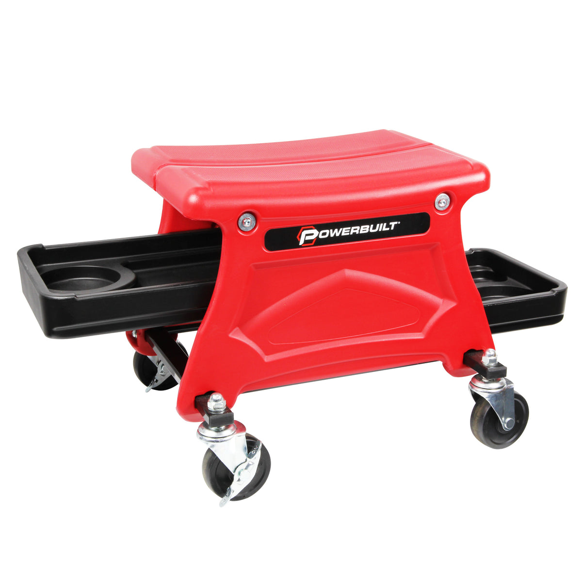 Rolling Garage Seat with Tool Trays - Smooth Ball Wheels