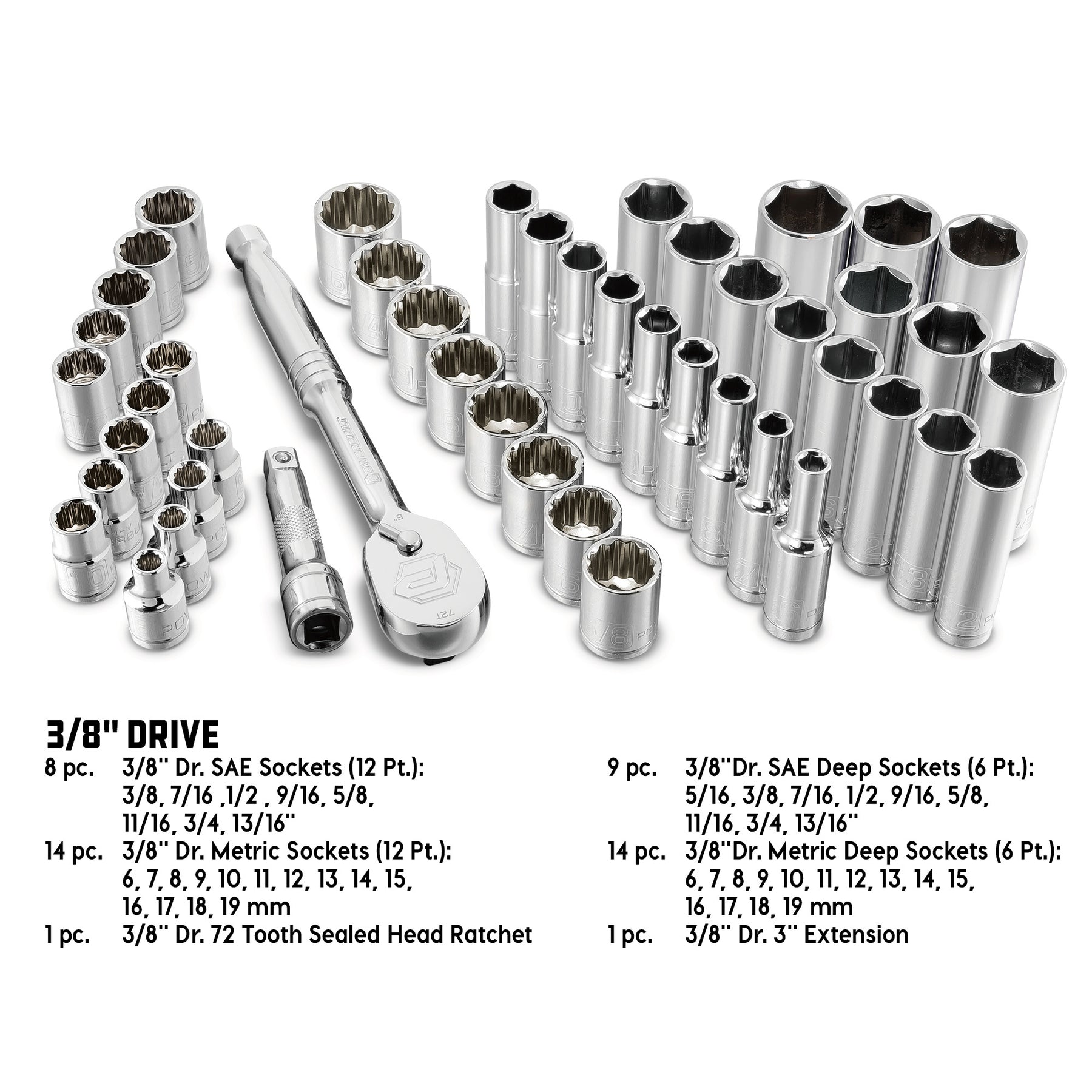 642451 47 Piece 3/8-inch Drive Mechanics Tool Set