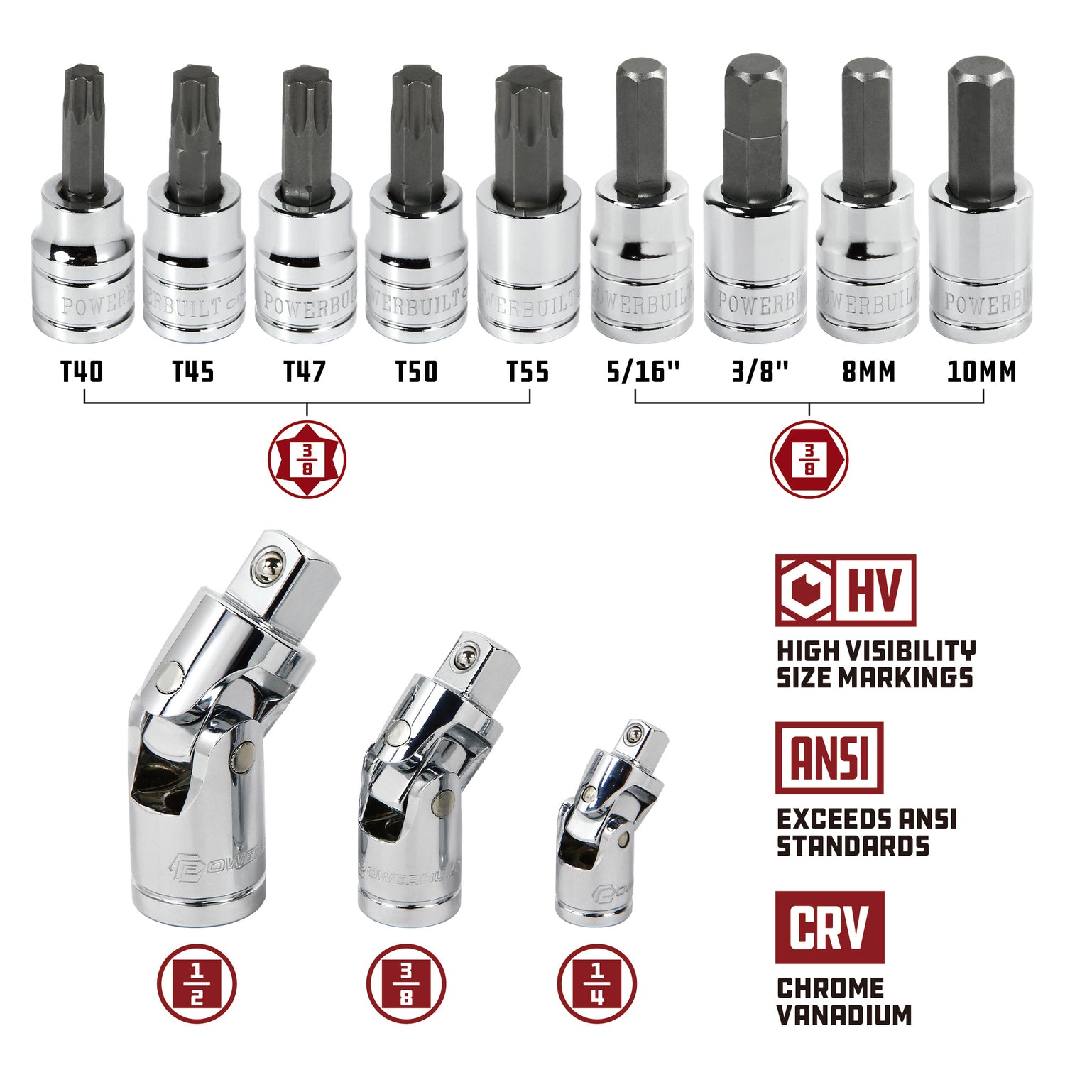 200 Piece 1/4-inch - 3/8-inch - and 1/2-inch Drive Mechanics