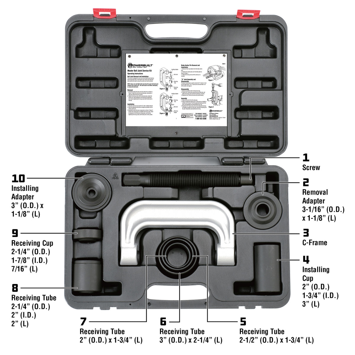 Ball Joint Master Service Tool Kit - 10 Piece - Remove And