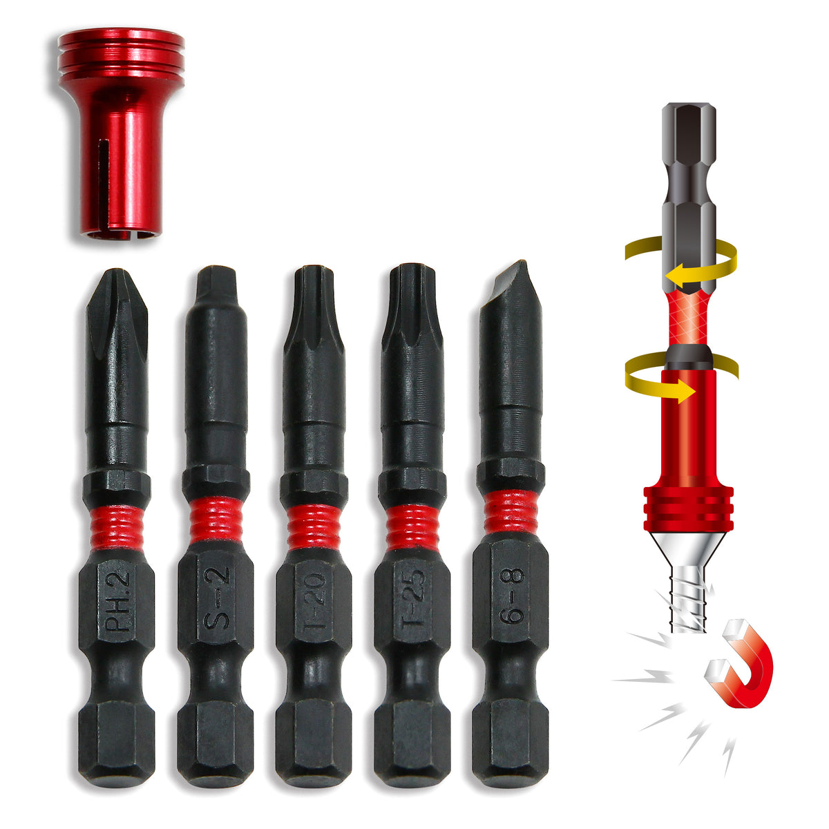 3 Piece Phillips Torsion Impact Screwdriver Countersink Bit Set