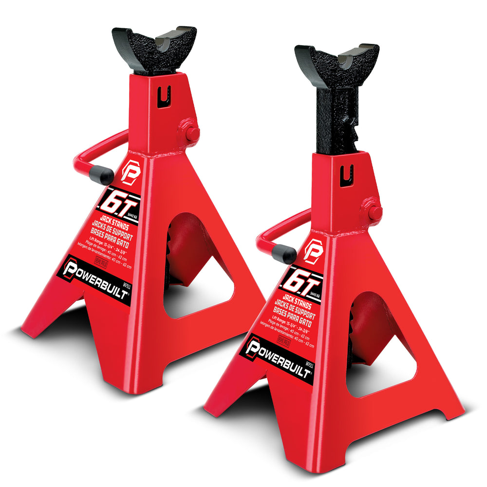 6 Ton Ratchet Jack Stands - Wide Stance Stability - Vehicle