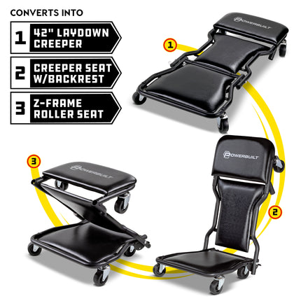 42 in. Triplex 3-in-1 Floor Creeper Seat